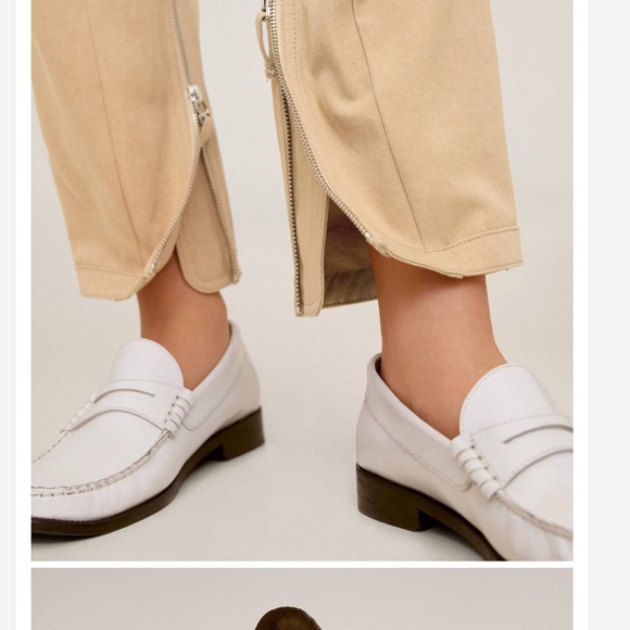 -NWT MANGO Beige Paper Bag Relaxed Trousers - Picture 5 of 9